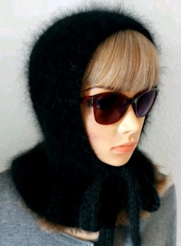 Knitted angora hood - hood, with