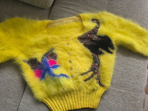 Angora strickjacke gelb - angora,
