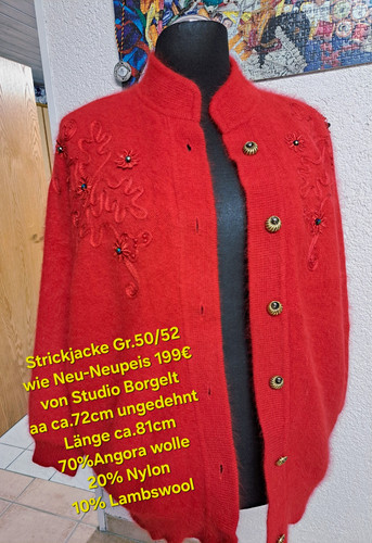 Strickjacke 52 rot - strickjacke,